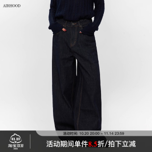女高街vibe风阔腿休闲情侣裤 AIRHOOD 2025复古水洗直筒宽松牛仔裤