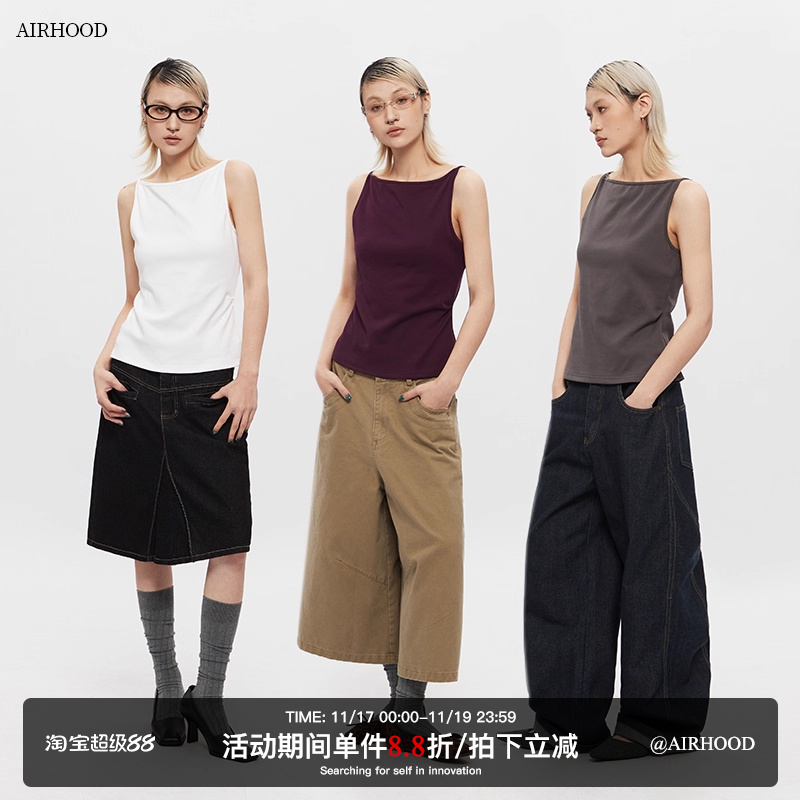 AIRHOOD 欧美风夏季无袖性感背心女2025辣妹外穿百搭短款吊带上衣