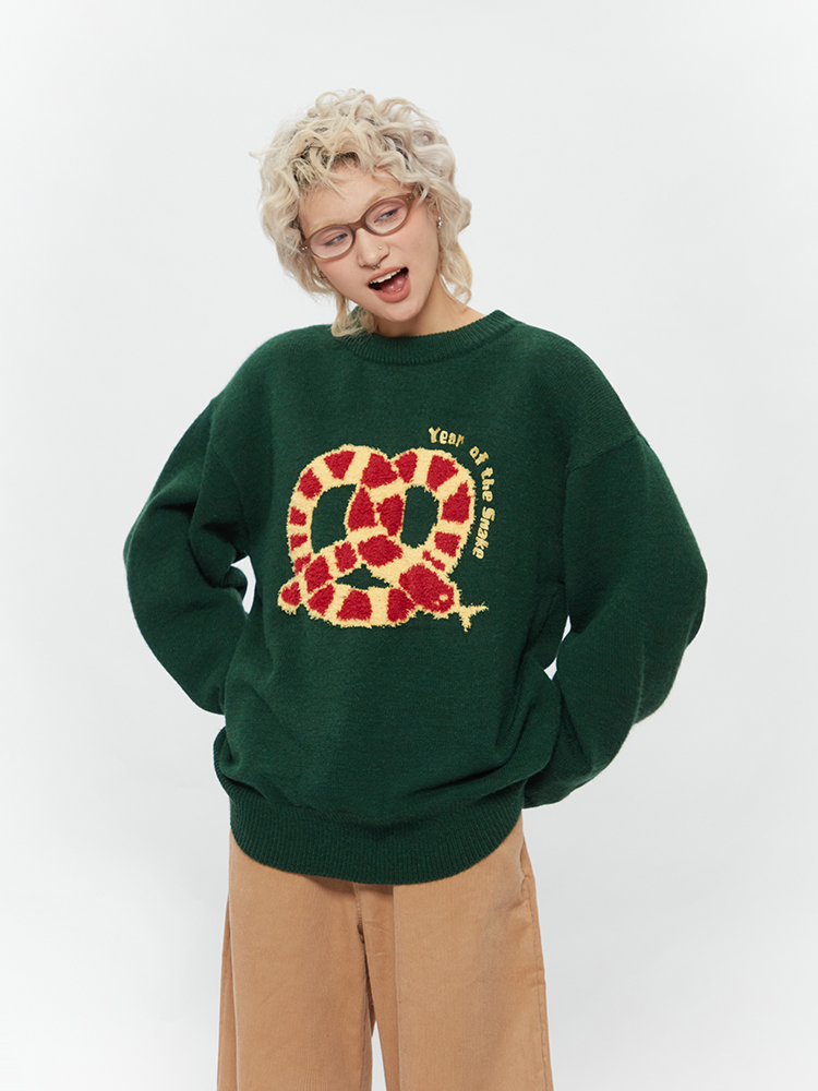 2025 Winter Soft Round Neck Pullover Couple Sweater Women's American Style Loose Casual Knitwear