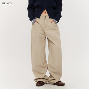 女宽松百搭情侣休闲长裤 AIRHOOD 慵懒复古直筒阔腿裤 美式 2025秋季