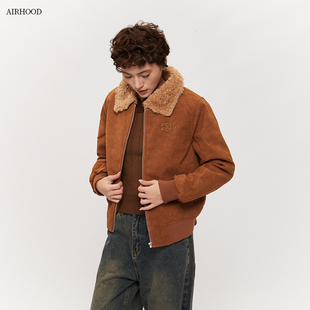 麂皮夹克女秋冬羊羔毛领复古百搭保暖厚外套 2025新款 AIRHOOD 美式