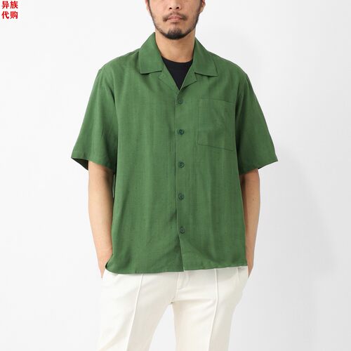 异族日本代购 法国 ami paris 2024夏男士古巴领粘胶透气短袖衬衫