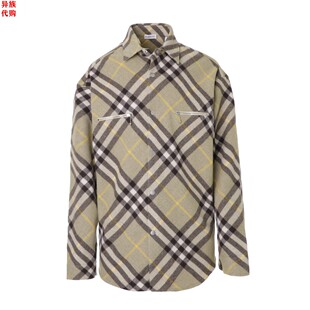 异族日本代购 BURBERRY/博柏利2023秋男休闲羊毛长袖格子衬衫夹克