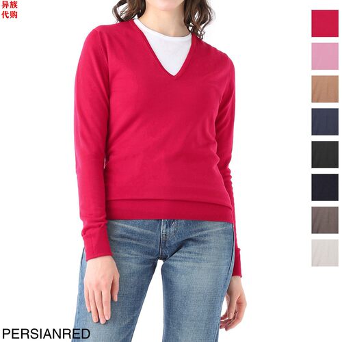 异族日本代购 英国JOHN SMEDLEY 2024秋女士全羊绒V领套头针织衫