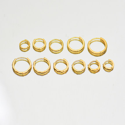韩国流行10K 14K黄金耳骨环耳环耳骨钉男女耳骨圈明星同款防过敏