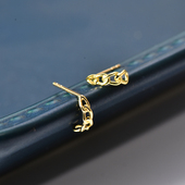 日韩流行10K 14K黄金耳钉女 气质简约镂空扭绳弯钩素金耳饰潮礼物