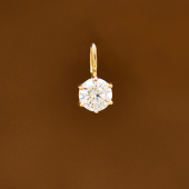 韩国时尚 10k黄金吊坠 精致百搭几何镶钻六爪挂坠彩金项链锁骨链坠