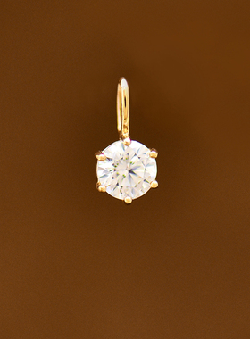 韩国时尚10k黄金吊坠 精致百搭几何镶钻六爪挂坠彩金项链锁骨链坠