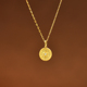 韩国时尚 14k黄金吊坠 精致百搭素金圆牌金币太阳花项链锁骨链坠