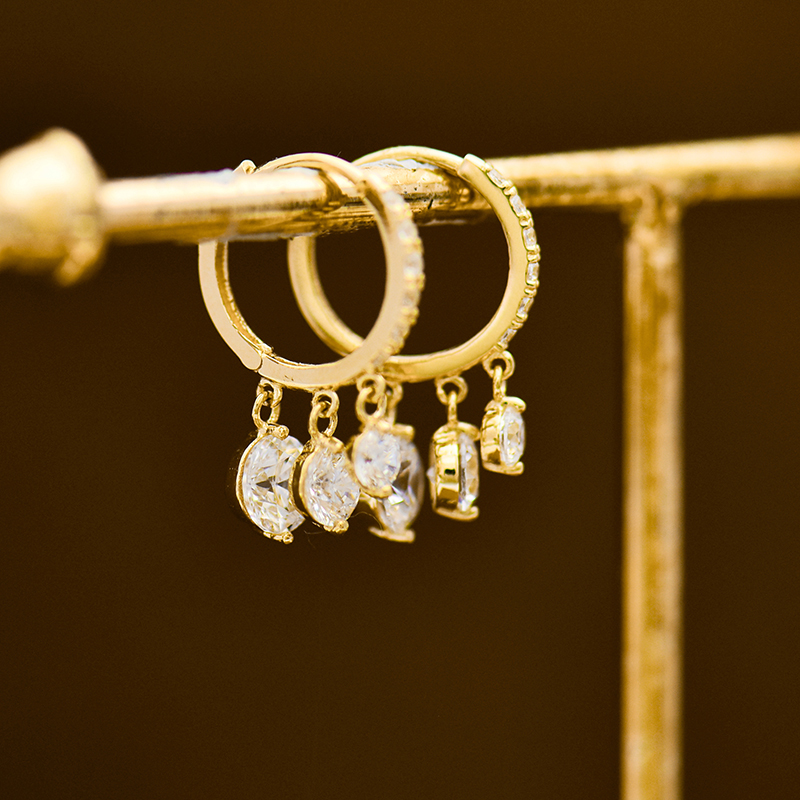 innore10k金镶钻挂坠耳环