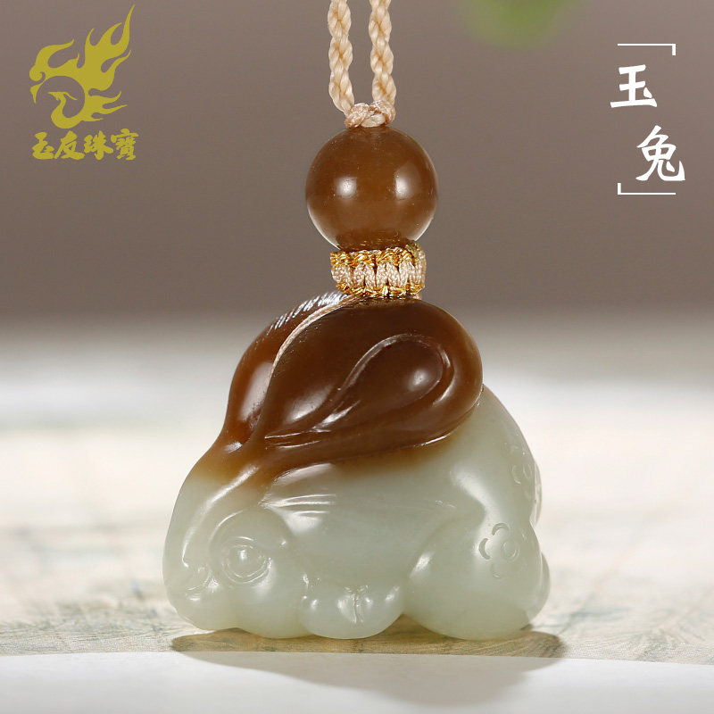 和田玉生肖兔吊坠男款玉坠