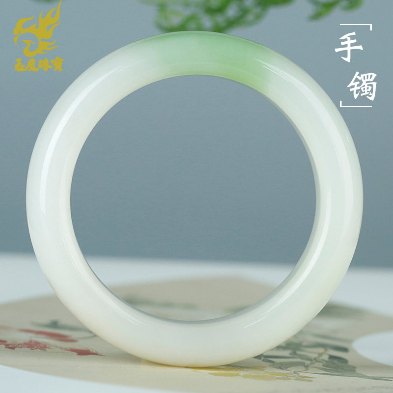 玉友和田玉翠青手镯女款玉镯子圆满富贵玉石手饰附证书内径约57mm,珠宝/钻石/翡翠,手饰,淘宝优惠券,粉丝福利购,淘宝优惠卷