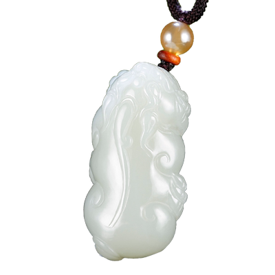 玉友和田玉青白玉立体貔貅吊坠