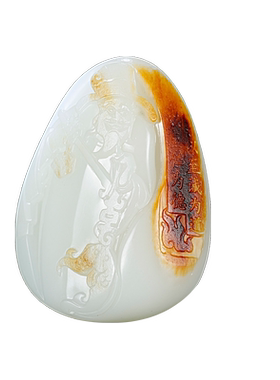 玉友和田玉财神把件孤品附证书HY