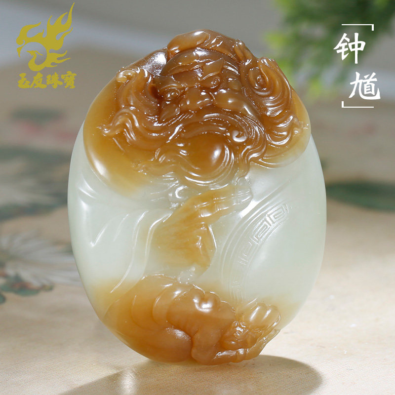 和田玉钟馗手把件男款玉石把玩