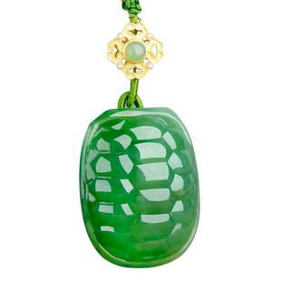 玉友和田玉碧玉阳绿龟甲吊坠男女款玉坠玉佩玉石玉挂件孤品附证书
