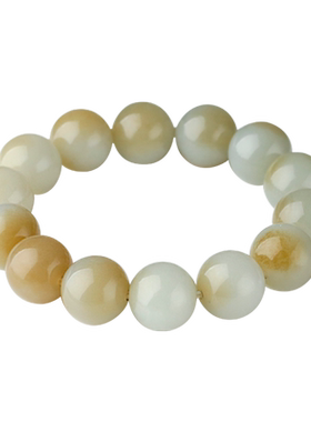 玉友和田玉糖白圆珠手串玉器手链