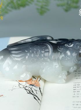 和田玉貔貅手把件男款烟紫