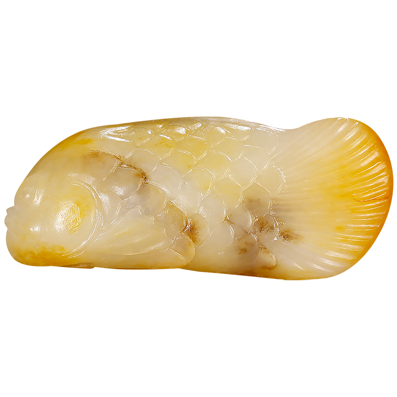 玉友新疆和田玉黄皮富贵鱼吊坠
