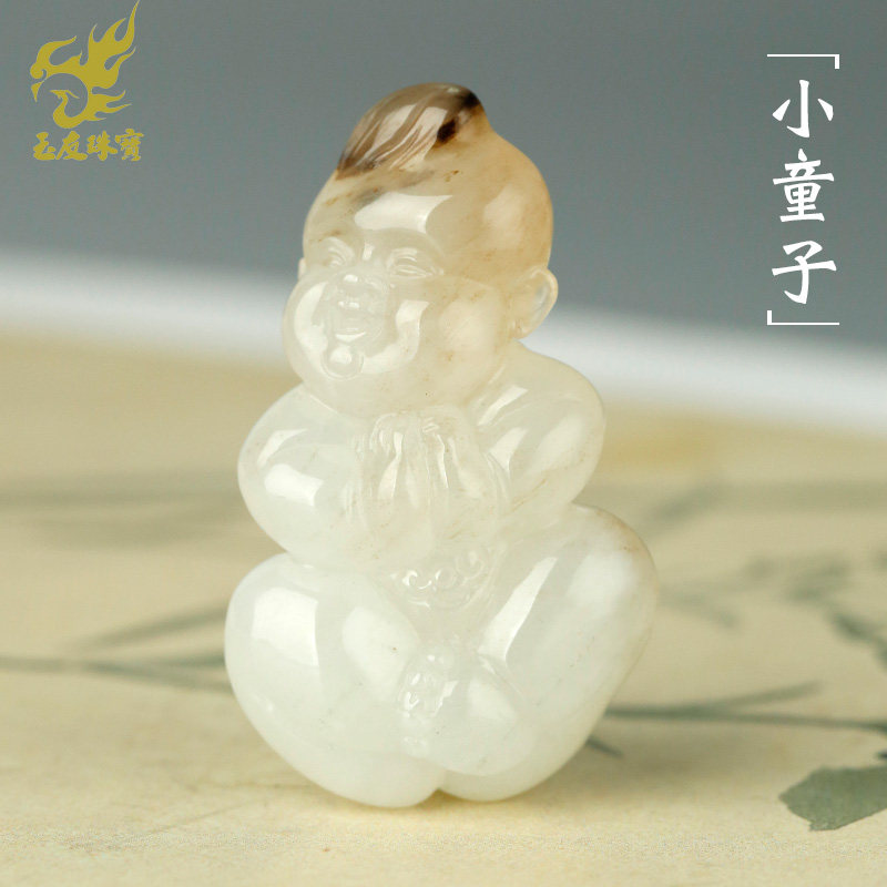 独山玉小童子吊坠男女款玉坠