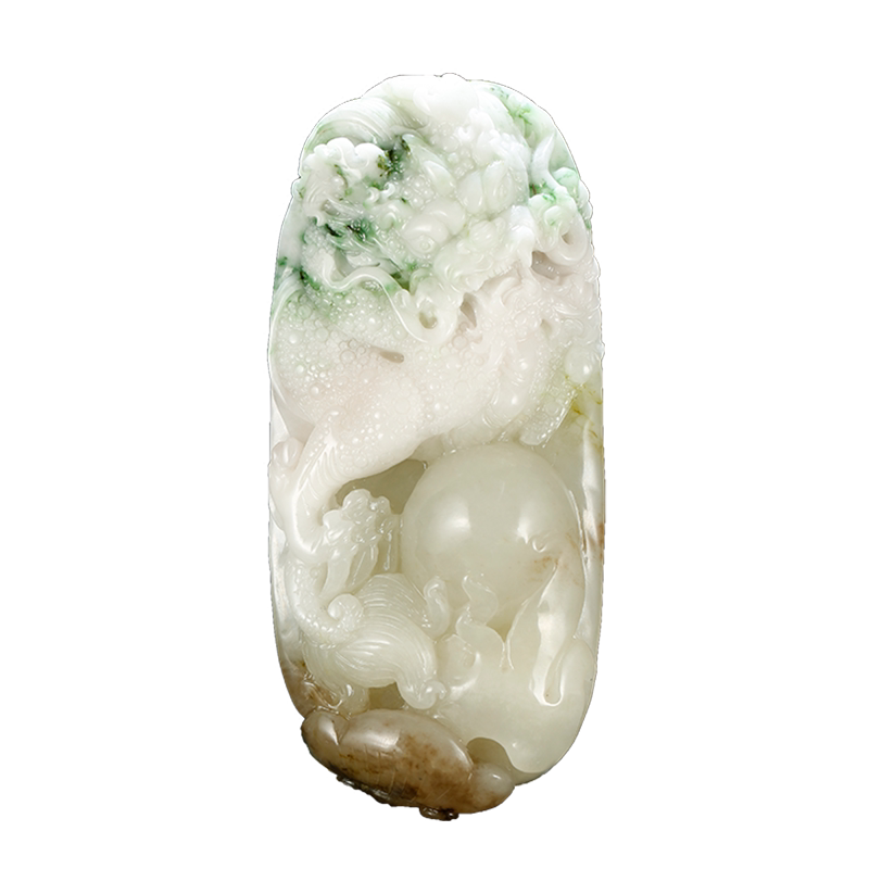 玉友独山玉酱紫冰白绿白料生肖龙