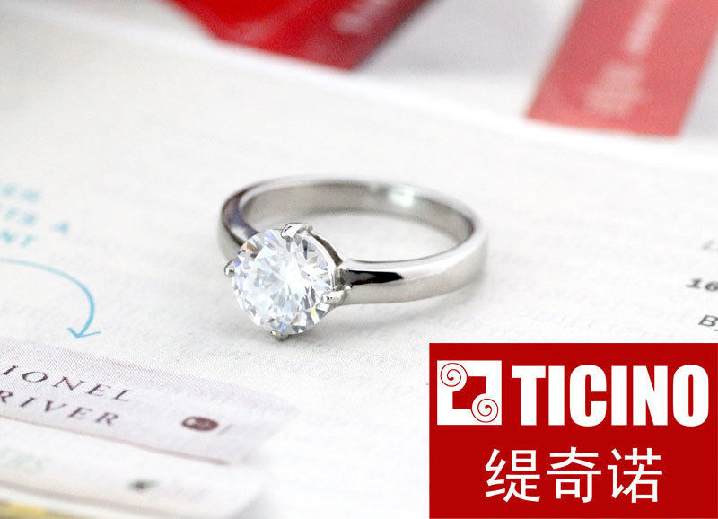 缇奇诺专柜热卖同款克拉仿真四爪钻戒戒指结婚八心八箭锆石饰品