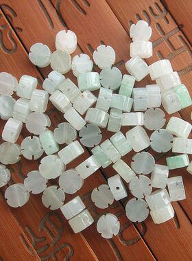 21238四叶草 十字花 缅甸玉天然货翡翠玉DIY迷你小配件小花件坠子