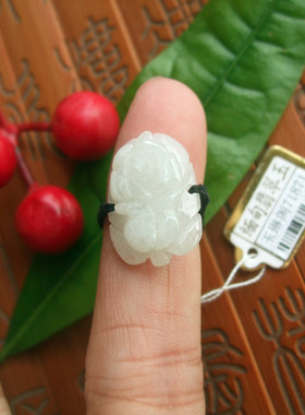 71871假一赔三缅甸玉天然A货翡翠玉花朵玉戒玉白菜戒指内径21mm