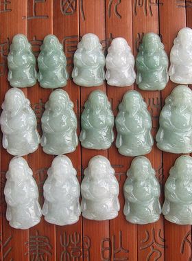 21253缅甸玉天然A货翡翠玉财神爷吊坠 开张招财玉琳阁翡翠实物拍