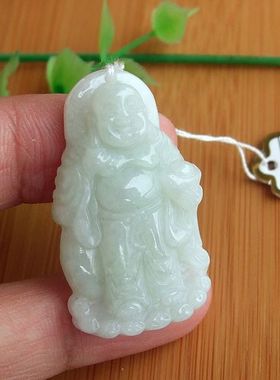 96872玉琳阁缅甸玉实物拍图天然A货翡翠玉站立款平安佛吊坠送证书