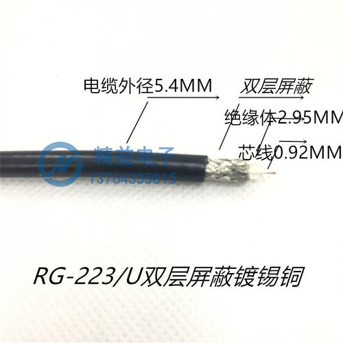 RG-223/U 50欧姆  50-3镀锡铜单芯双层屏蔽同轴电缆 RF射频馈线