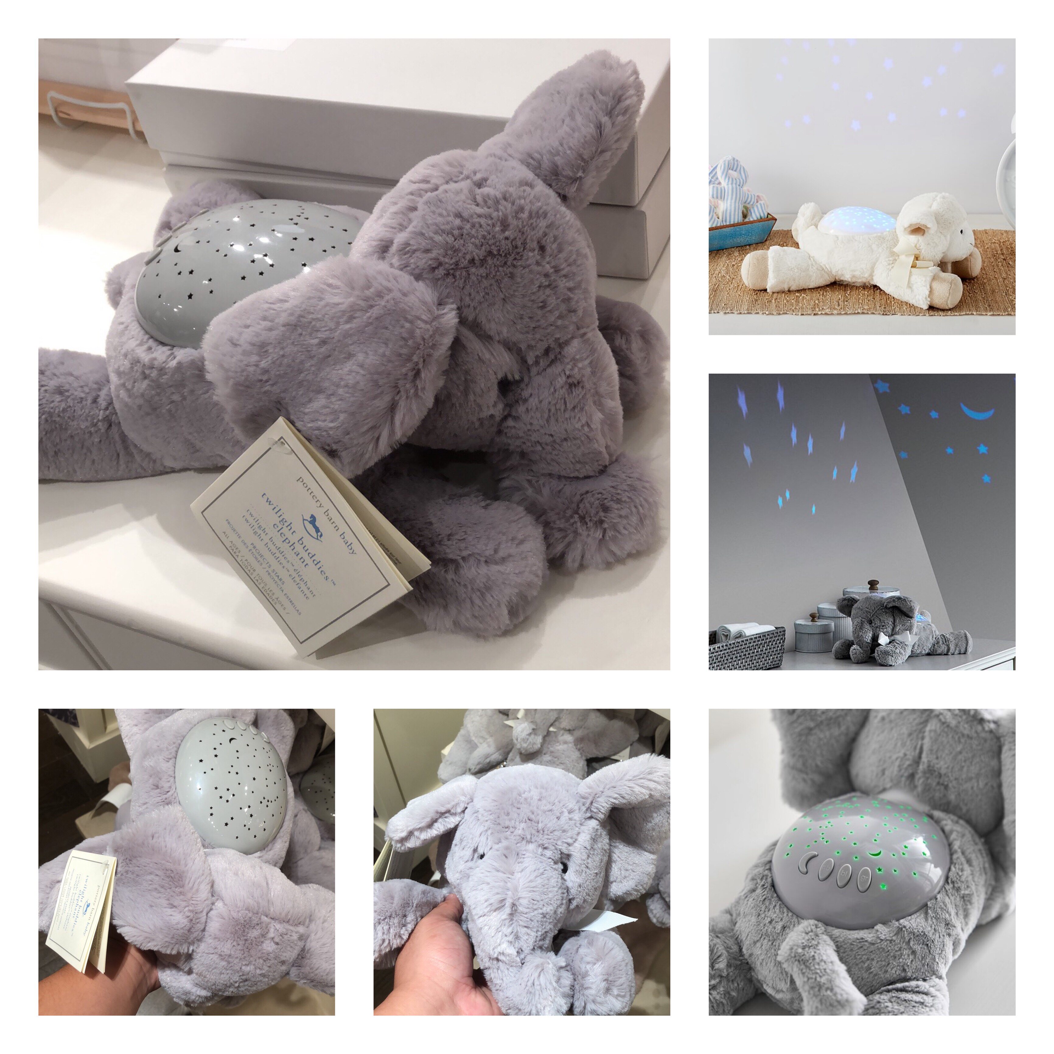 pottery barn kids 星空投影仪哄睡喂奶婴儿大象绵羊美国正品代购