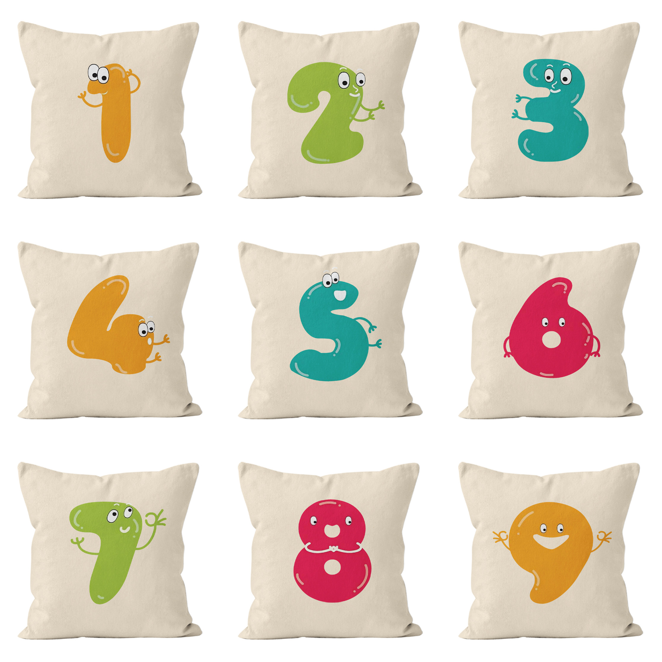 卡通数字抱枕幼儿园儿童房靠垫卧室样板间沙发靠背车载腰靠枕礼物