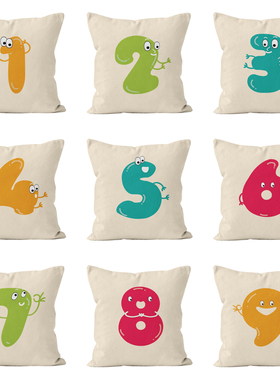 卡通数字抱枕幼儿园儿童房靠垫卧室样板间沙发靠背车载腰靠枕礼物