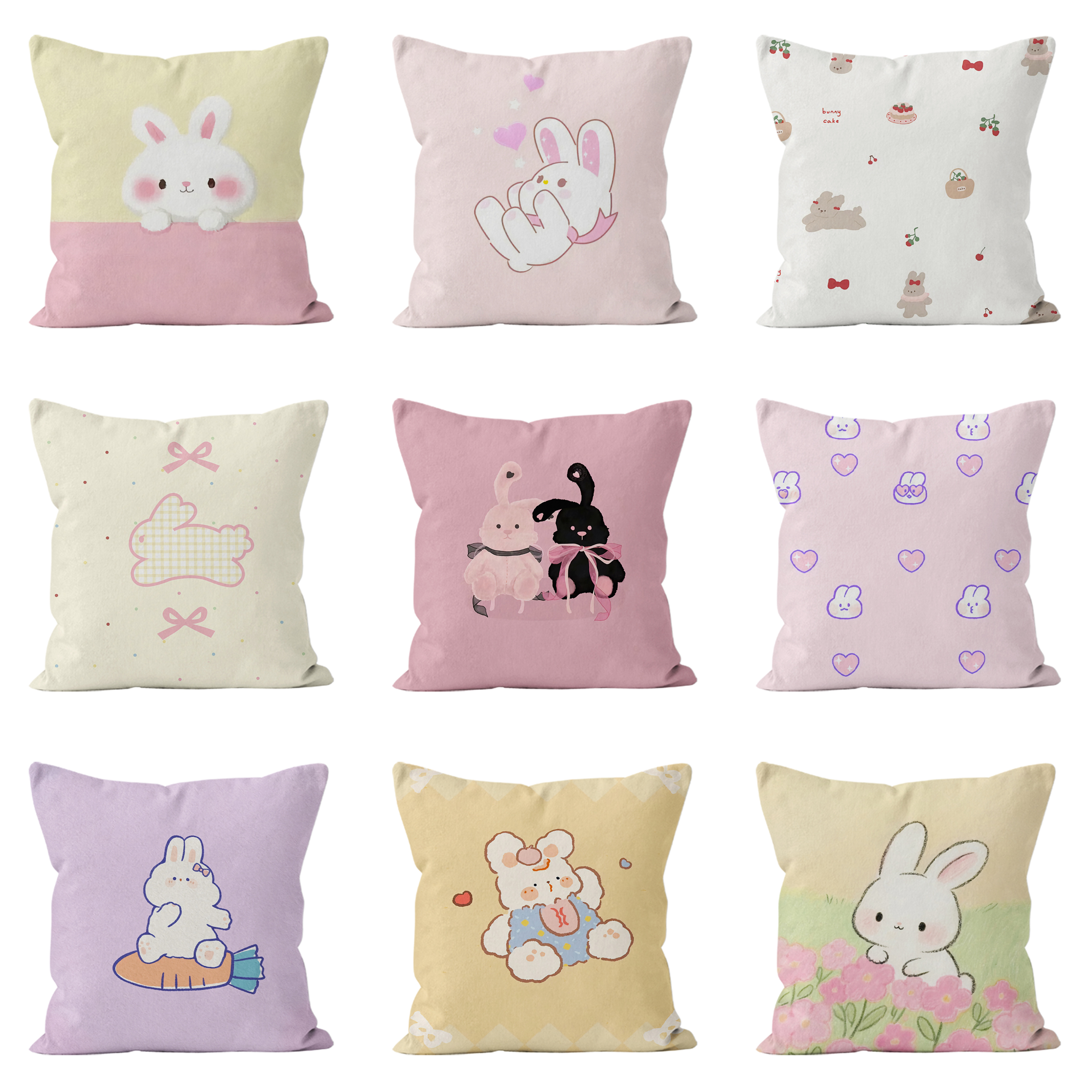 可爱萌萌兔子可爱卡通奶油风少女心沙发抱枕卧室客厅装饰现代简约