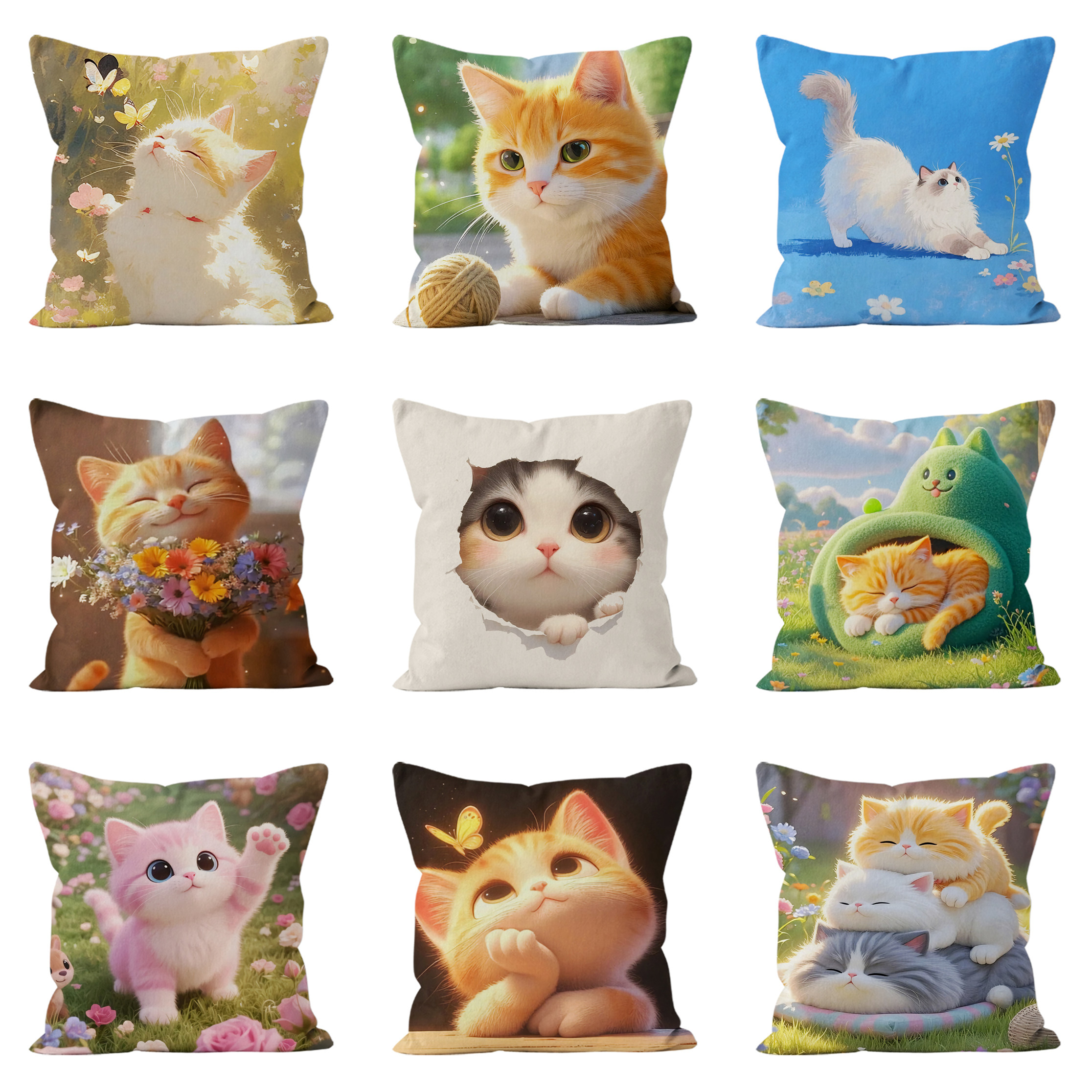 可爱小猫咪抱枕双面动物图案枕头汽车沙发办公室午睡腰枕靠垫定做,居家布艺,靠垫/抱枕,淘宝优惠券,粉丝福利购,淘宝优惠卷