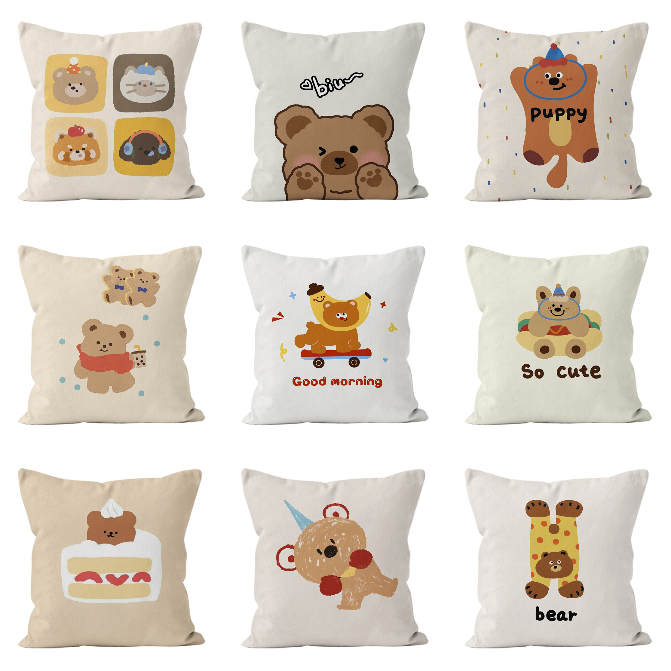 ins小熊抱枕套客厅宿舍卧室靠垫可爱办公室卡通午睡午休沙发靠枕