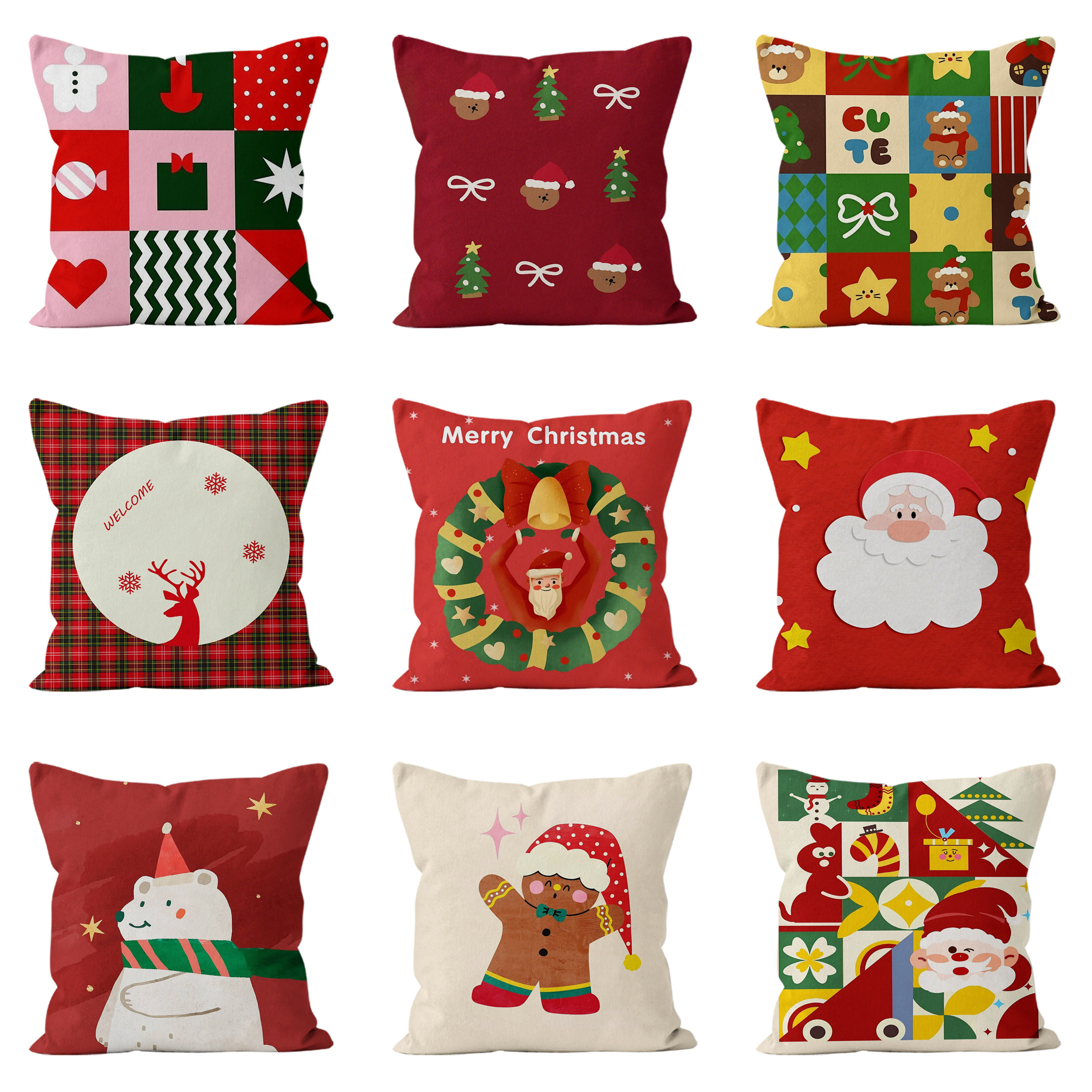 圣诞节沙发靠枕抱枕氛围感客厅书房含芯靠背垫卧室飘窗靠垫靠枕套