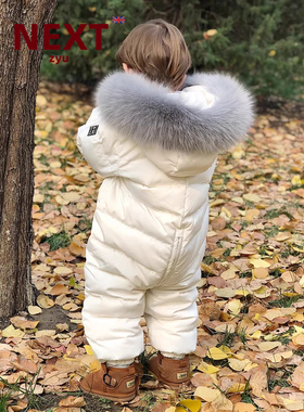 英国NEXT ZYU官方正品儿童连体羽绒服宝宝冬婴儿白鸭绒加厚大毛领