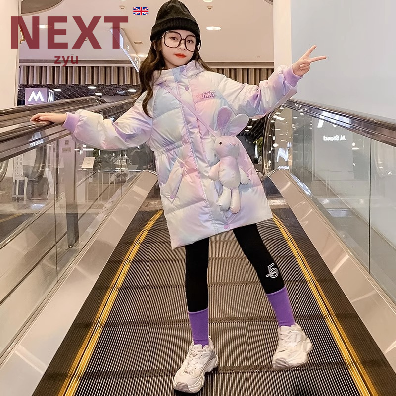 英国NEXT ZYU官方正品女童羽绒棉服冬大童中长款加厚免洗棉袄外套