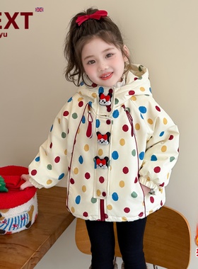 NEXT ZYU官方正品女童卡通夹棉外套新款秋冬加厚保暖连帽上衣棉衣