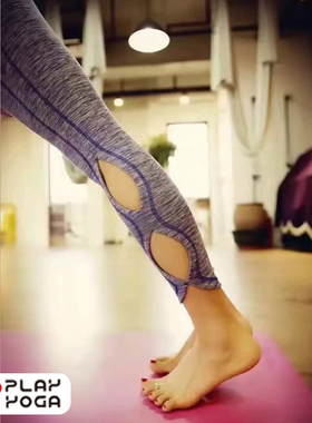 现货PLAY YOGA新款紧身弹力瑜伽裤女显瘦跑步幸运环瑜伽服七分裤