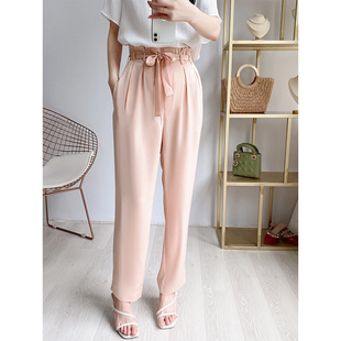 纯元 哈伦长裤 回馈 腰封收褶高腰宽松直筒裤 绑带款 自留推荐