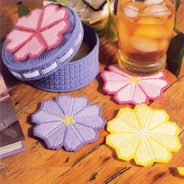 手工立体绣3D十字绣新款四只花朵杯垫花朵收纳首饰盒制作材料,居家布艺,十字绣套件,淘宝优惠券,粉丝福利购,淘宝优惠卷