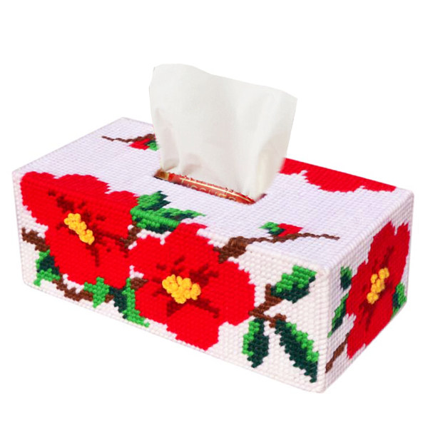 毛线立体绣5d十字绣客厅纸巾盒抽纸盒非印花钻石图画牡丹花收纳盒