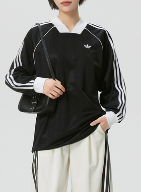 2026新款三叶草女装3S JAQUARD LS宽松大码长袖T恤KD2897 KG3711