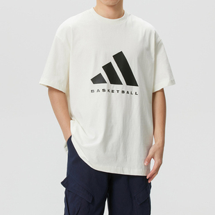 2026新款阿迪达斯男ADIDAS SS TEE 宽松纯棉篮球T恤JZ9528 KB7560