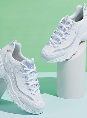 正品斯凯奇女鞋 低帮透气运动休闲鞋 记忆鞋垫镭射熊猫鞋66666200