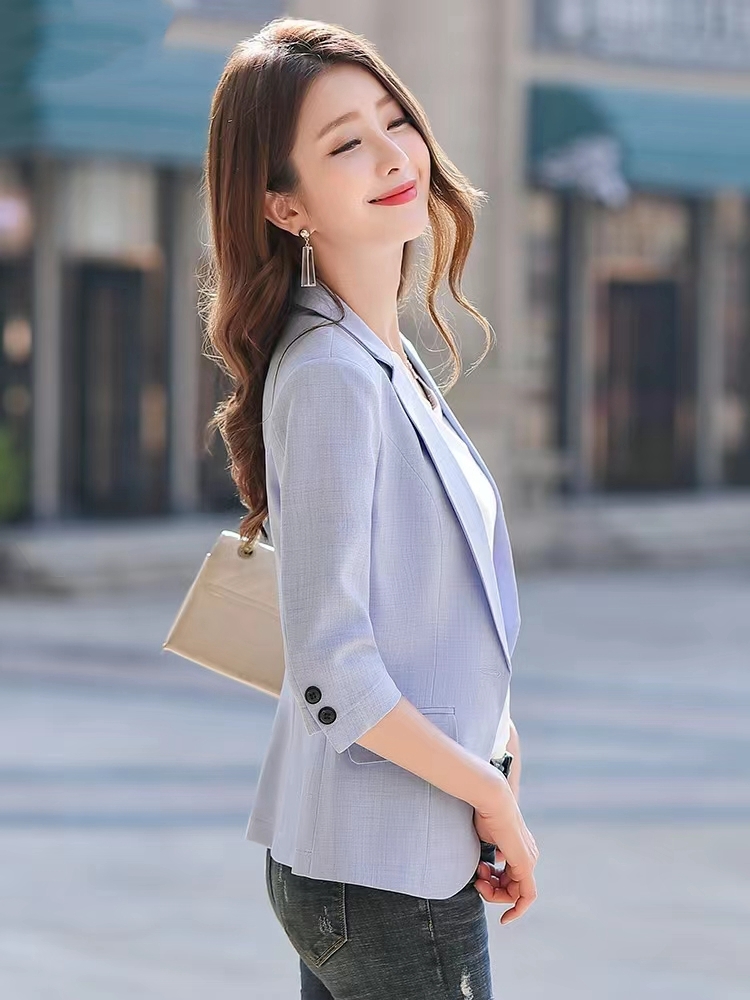 高级感气质休闲小西装外套秋季2025新款女士韩版七分袖西服上衣