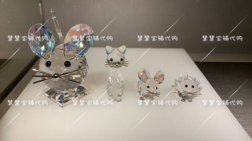 施华洛世奇老鼠猫咪水晶摆件